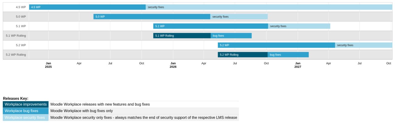 Release graph summarising the currently supported Workplace releases in a visual form
